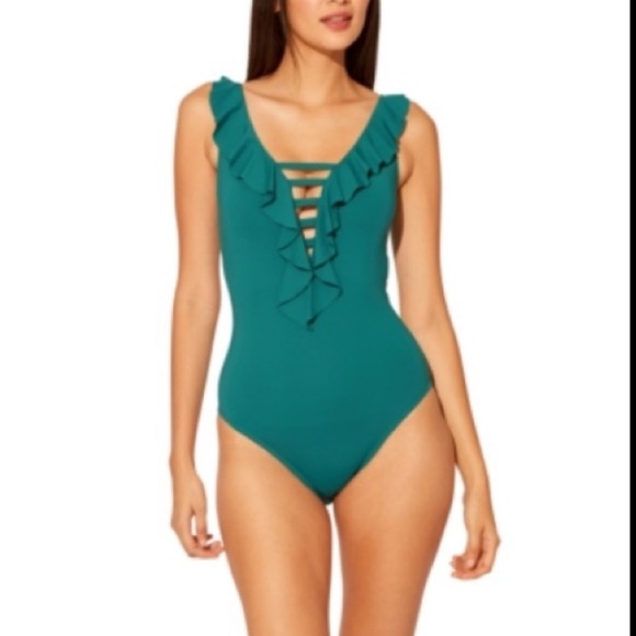 Bleu Rod Beattie Lace Down One Piece Swimsuit in Oceanside (12) - Picture 8 of 8